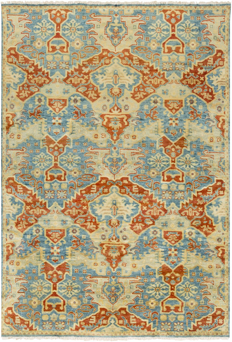 Cutler Traditional Style Mustard & Rust Hand Knotted Wool Rug - The Rug Decor