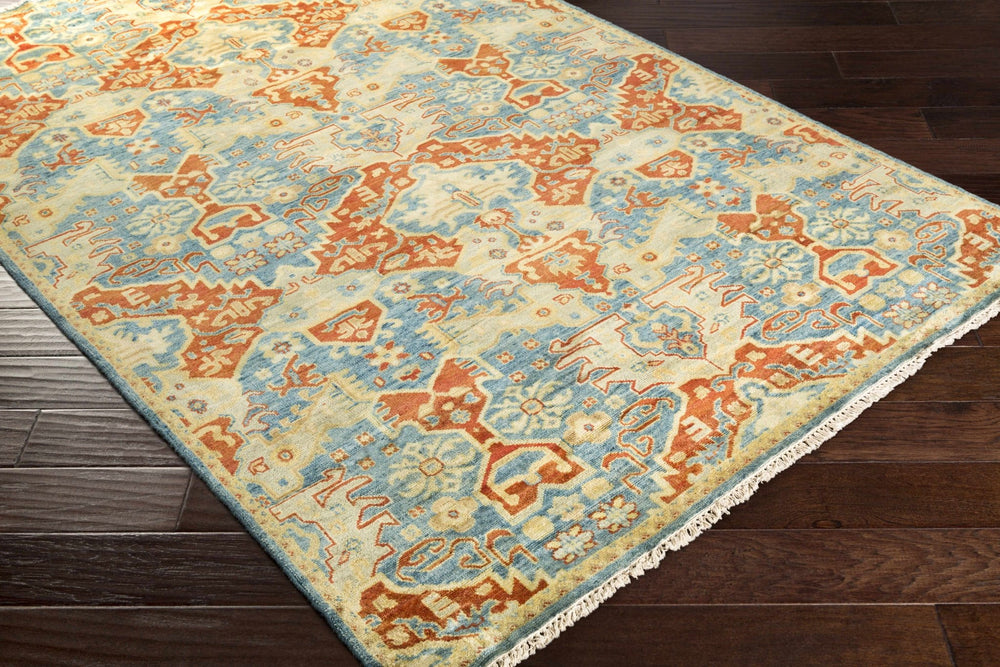Cutler Traditional Style Mustard & Rust Hand Knotted Wool Rug - The Rug Decor