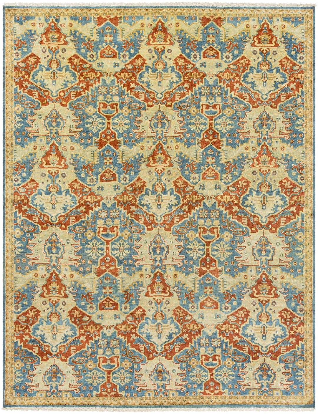 Cutler Traditional Style Mustard & Rust Hand Knotted Wool Rug - The Rug Decor
