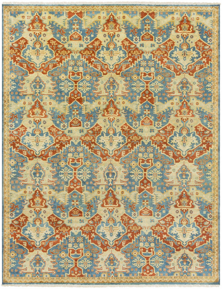 Cutler Traditional Style Mustard & Rust Hand Knotted Wool Rug - The Rug Decor