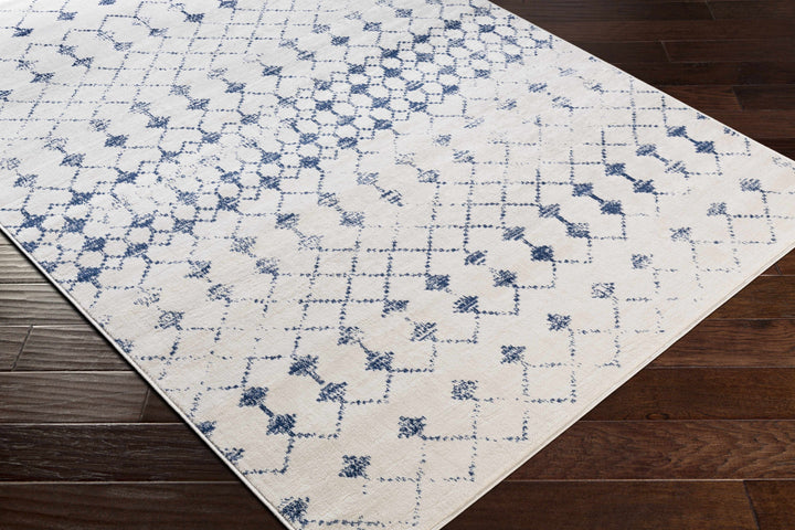 Cowaramup Modern Style Ivory And Blue Area Rug