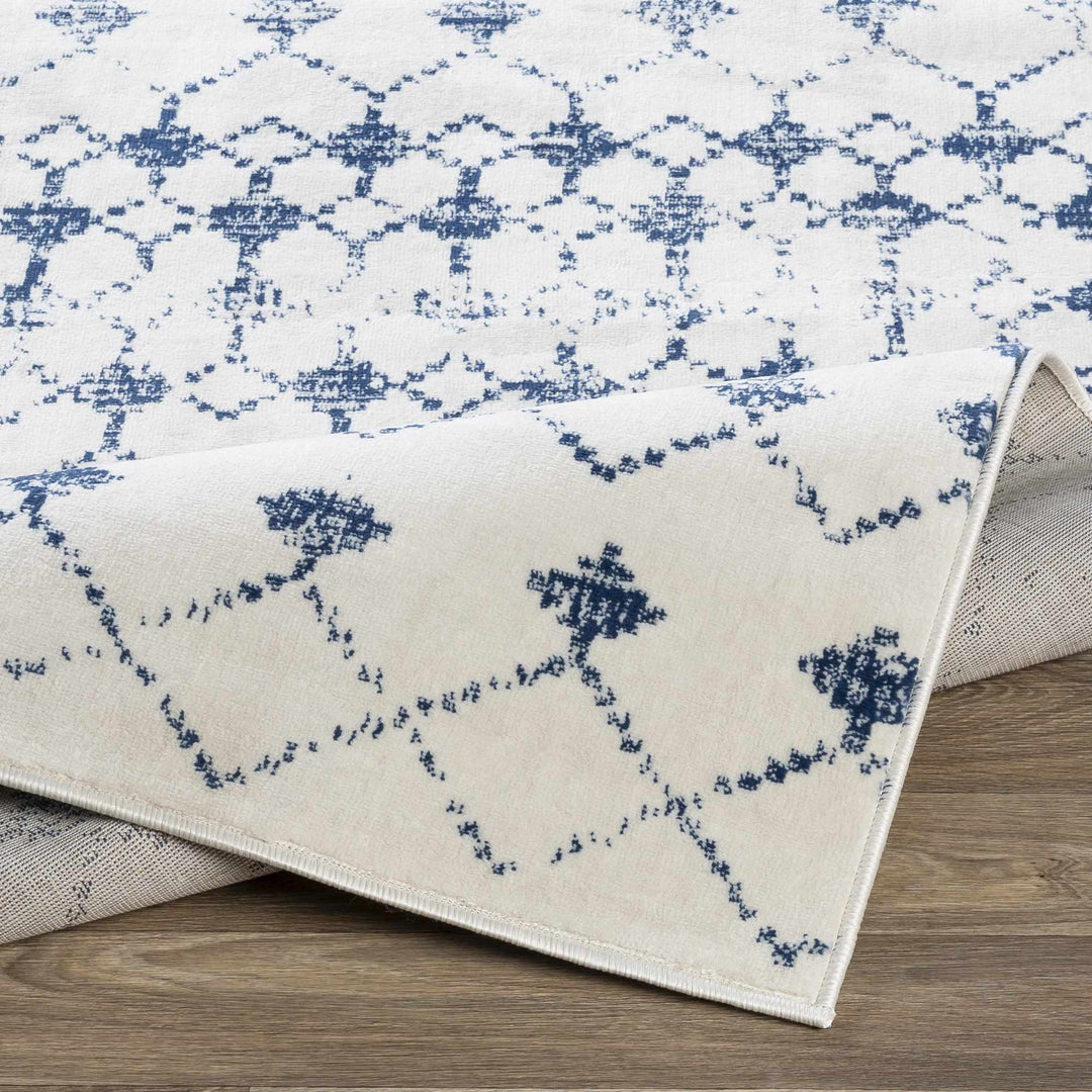 Cowaramup Modern Style Ivory And Blue Area Rug