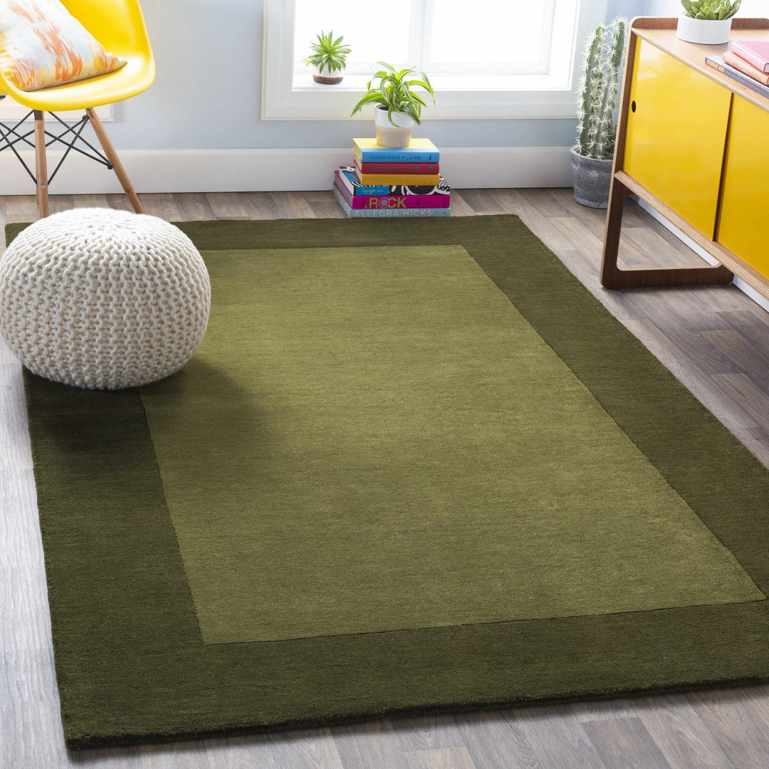 Cylinder Olive Modern Style Hand Loom Wool Area Rug - The Rug Decor
