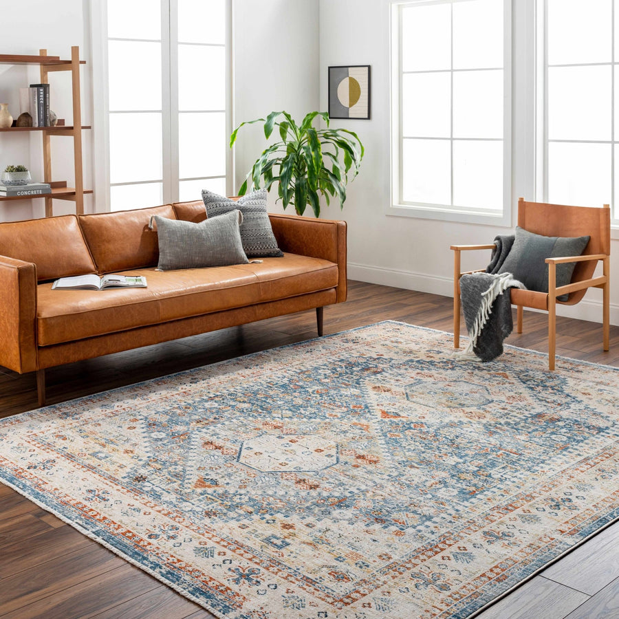 Cyndi Traditional Transitional Beige And Blue Rug - The Rug Decor