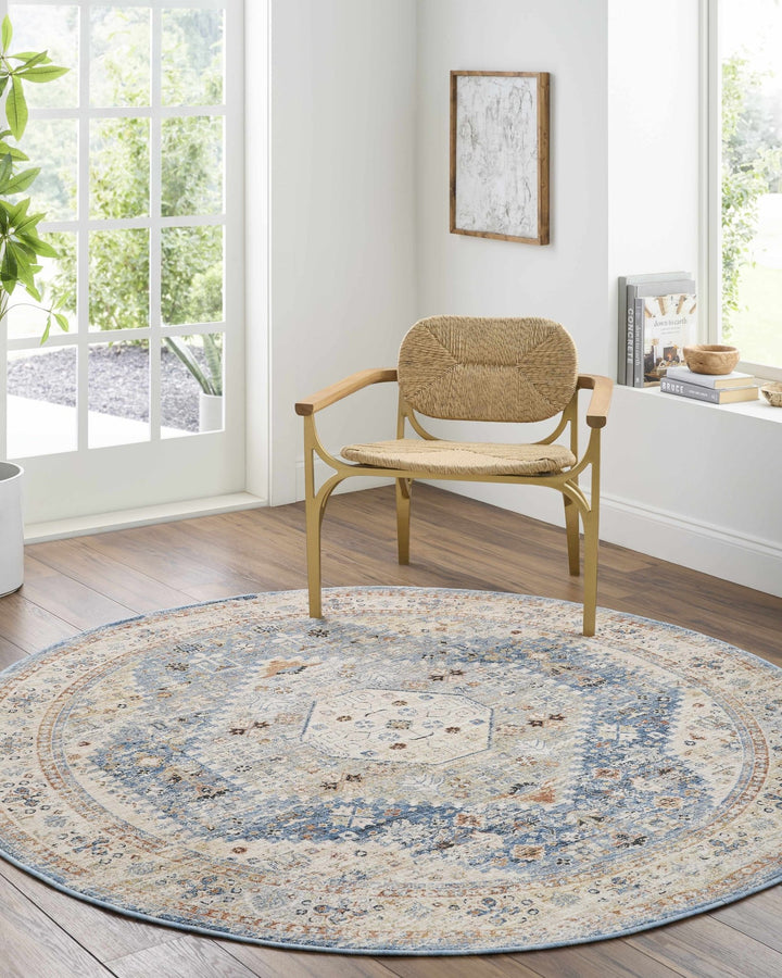 Cyndi Traditional Transitional Beige And Blue Rug - The Rug Decor