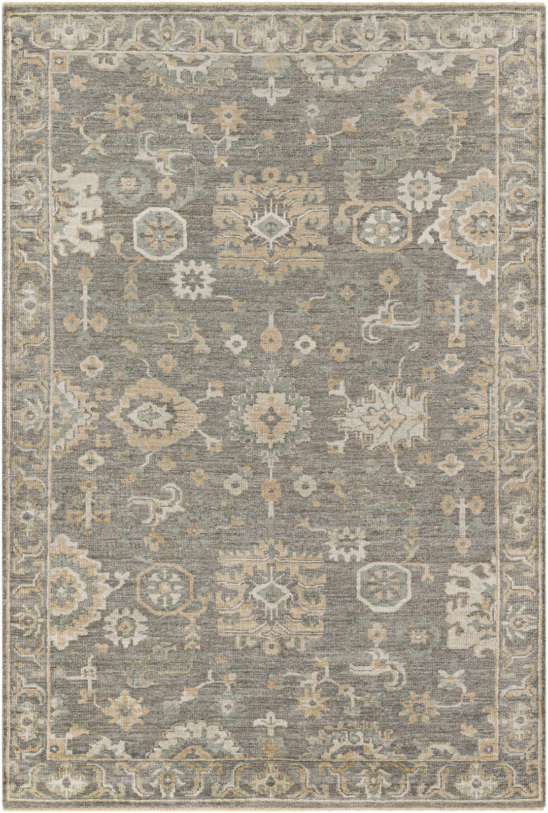 Dallas Gray Traditional Floral Design Hand Knotted Area Rug