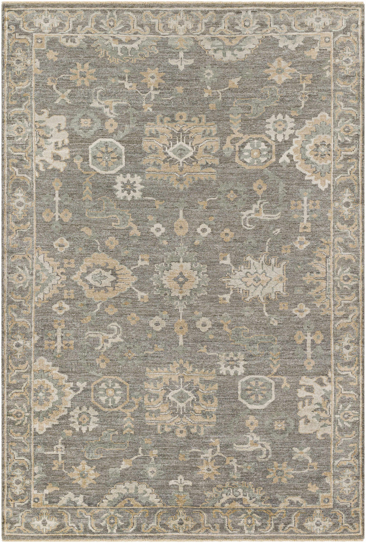 Dallas Gray Traditional Floral Design Hand Knotted Area Rug