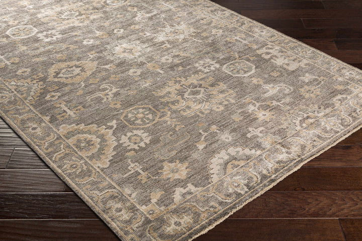 Dallas Gray Traditional Floral Design Hand Knotted Area Rug
