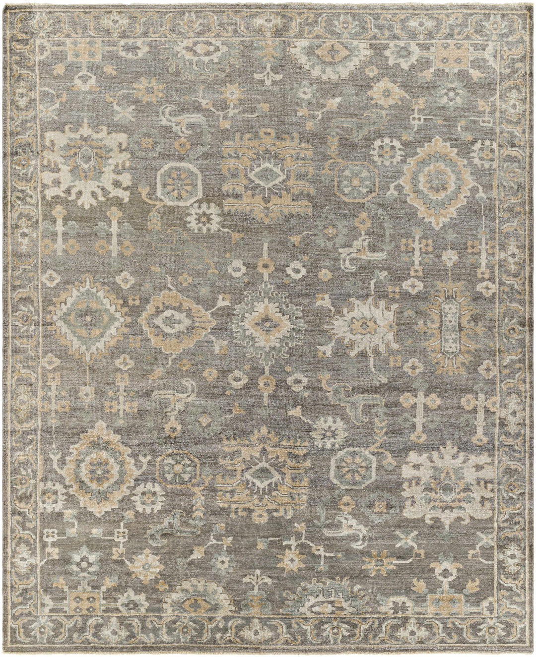 Dallas Gray Traditional Floral Design Hand Knotted Area Rug