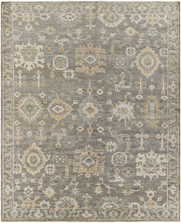 Dallas Gray Traditional Floral Design Hand Knotted Area Rug