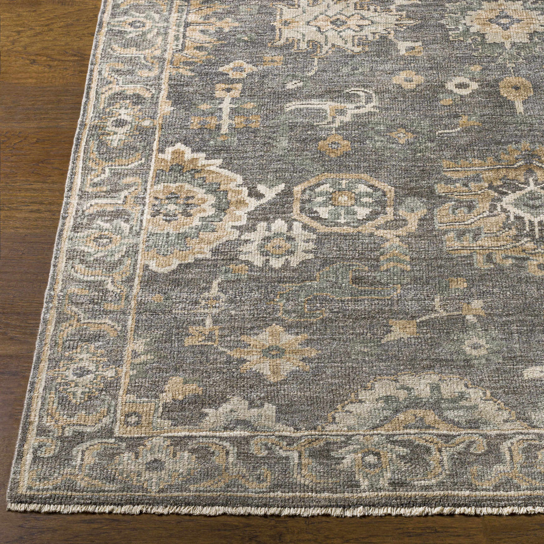 Dallas Gray Traditional Floral Design Hand Knotted Area Rug