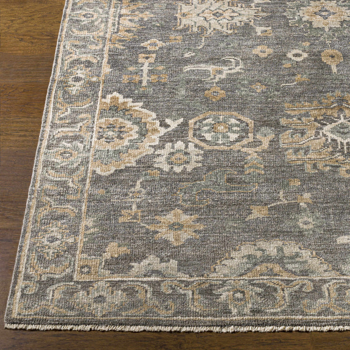 Dallas Gray Traditional Floral Design Hand Knotted Area Rug
