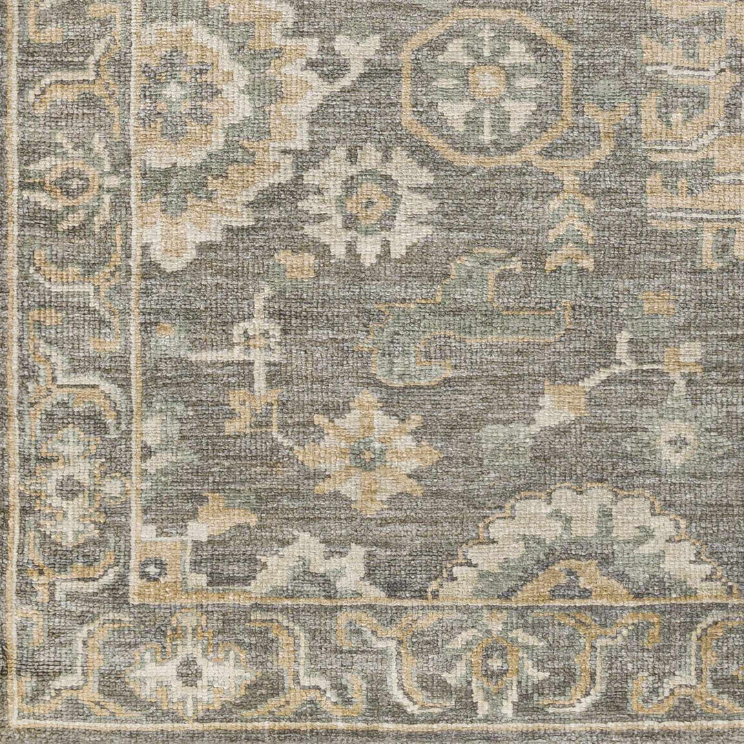 Dallas Gray Traditional Floral Design Hand Knotted Area Rug