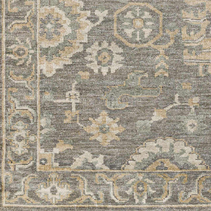Dallas Gray Traditional Floral Design Hand Knotted Area Rug