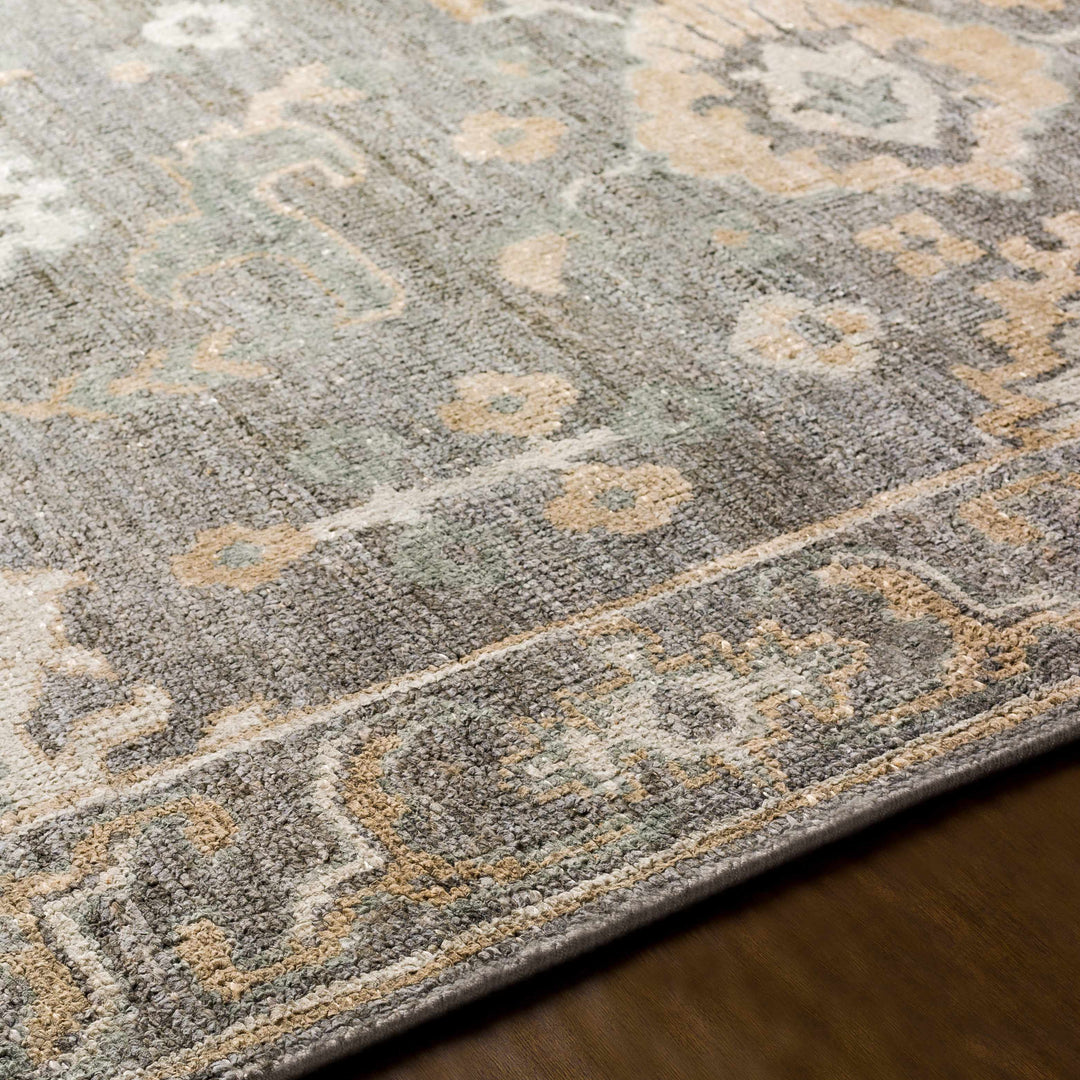 Dallas Gray Traditional Floral Design Hand Knotted Area Rug