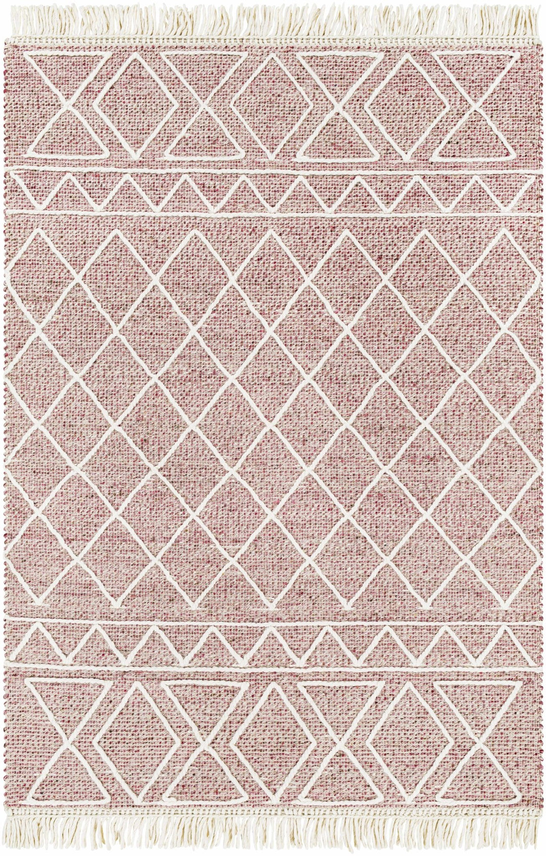 Dacudao Pink And Ivory Modern Geometrical Design Hand Woven Area Rug - The Rug Decor