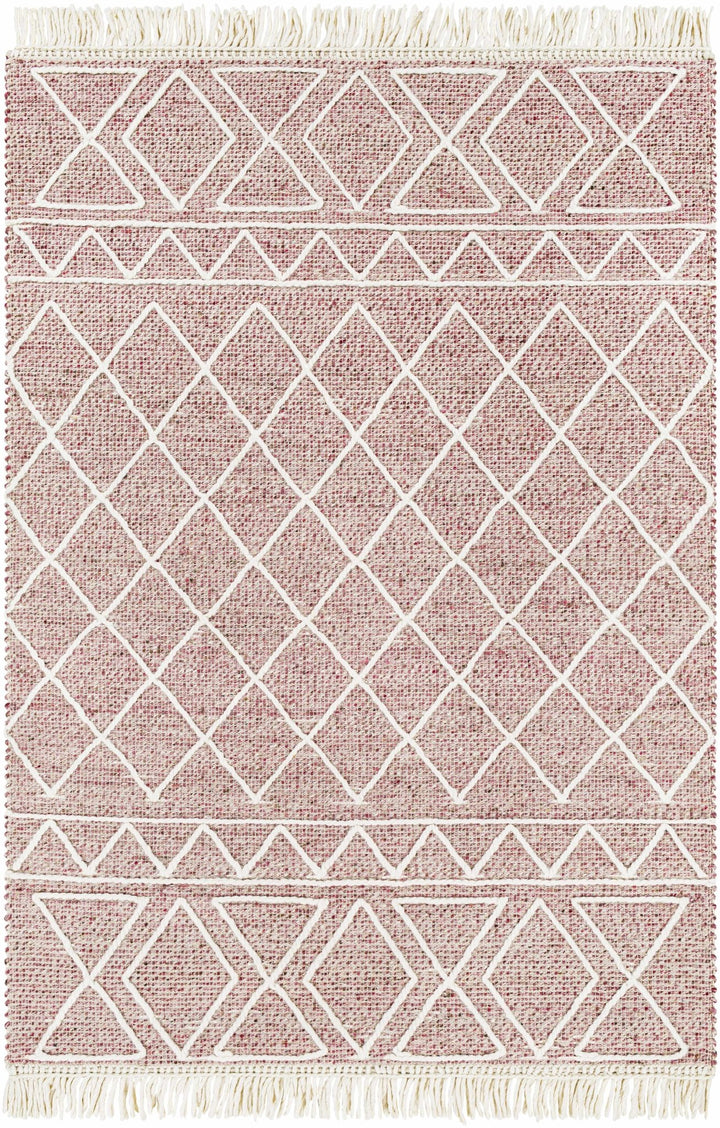 Dacudao Pink And Ivory Modern Geometrical Design Hand Woven Area Rug - The Rug Decor