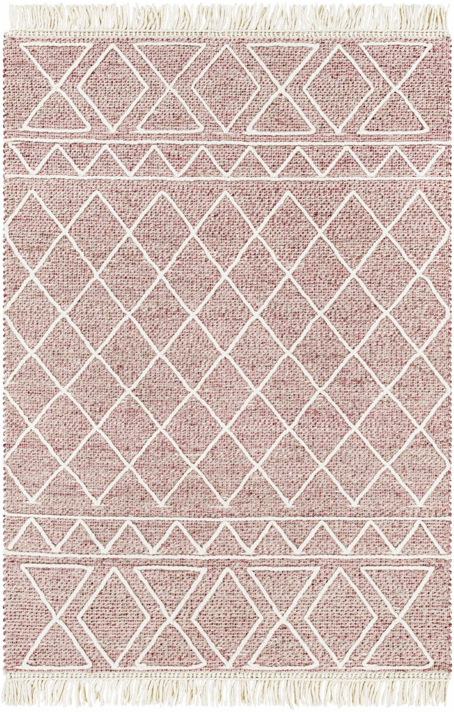 Dacudao Pink And Ivory Modern Geometrical Design Hand Woven Area Rug - The Rug Decor
