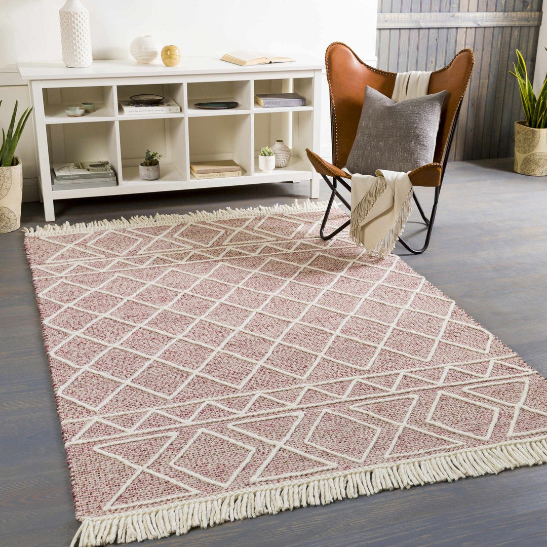 Dacudao Pink And Ivory Modern Geometrical Design Hand Woven Area Rug - The Rug Decor