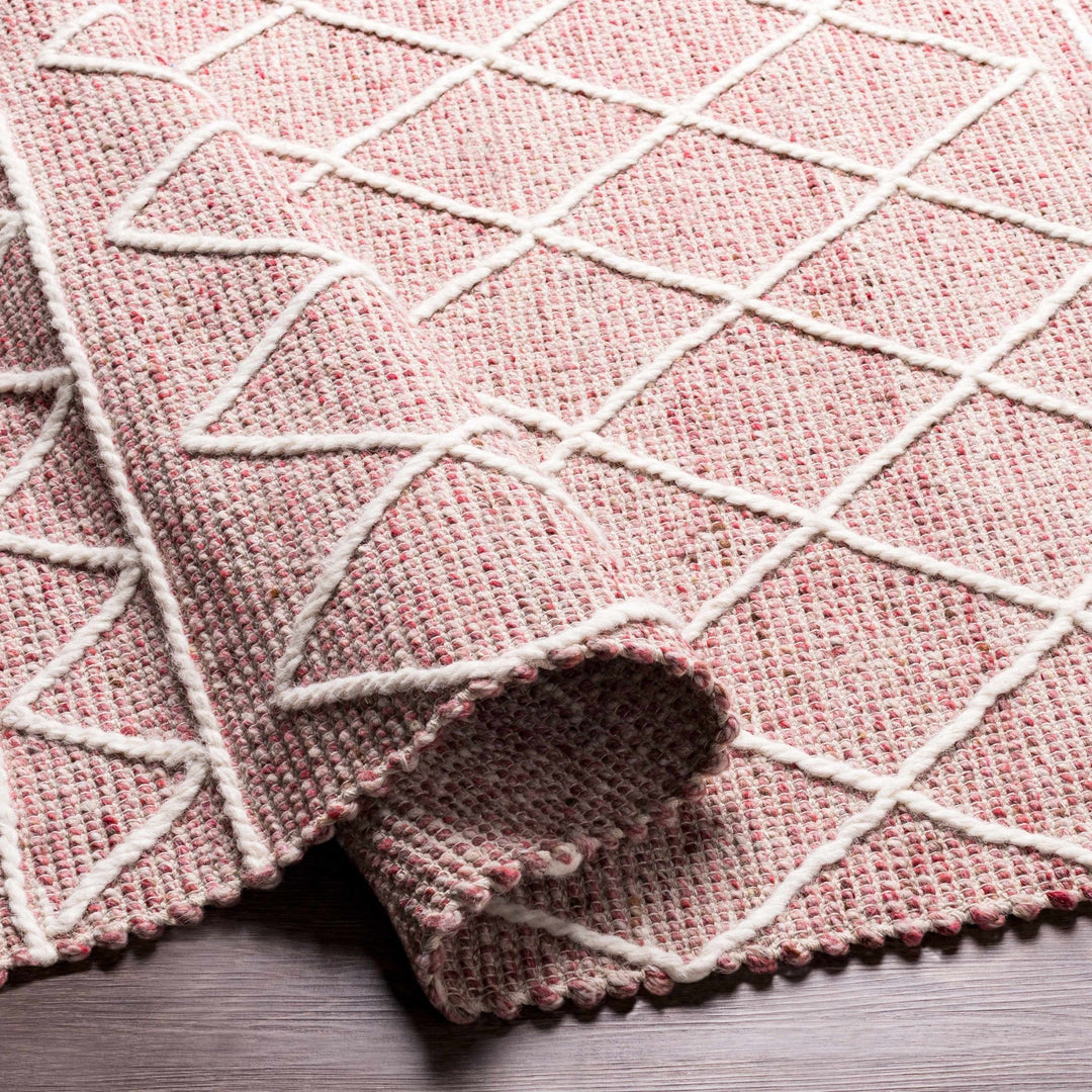 Dacudao Pink And Ivory Modern Geometrical Design Hand Woven Area Rug - The Rug Decor