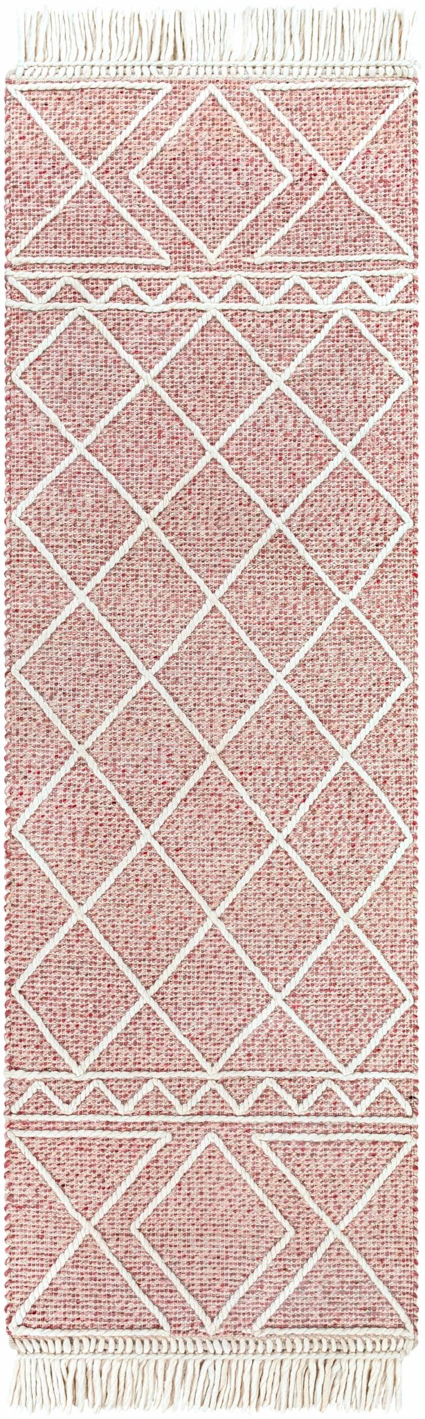 Dacudao Pink And Ivory Modern Geometrical Design Hand Woven Area Rug - The Rug Decor