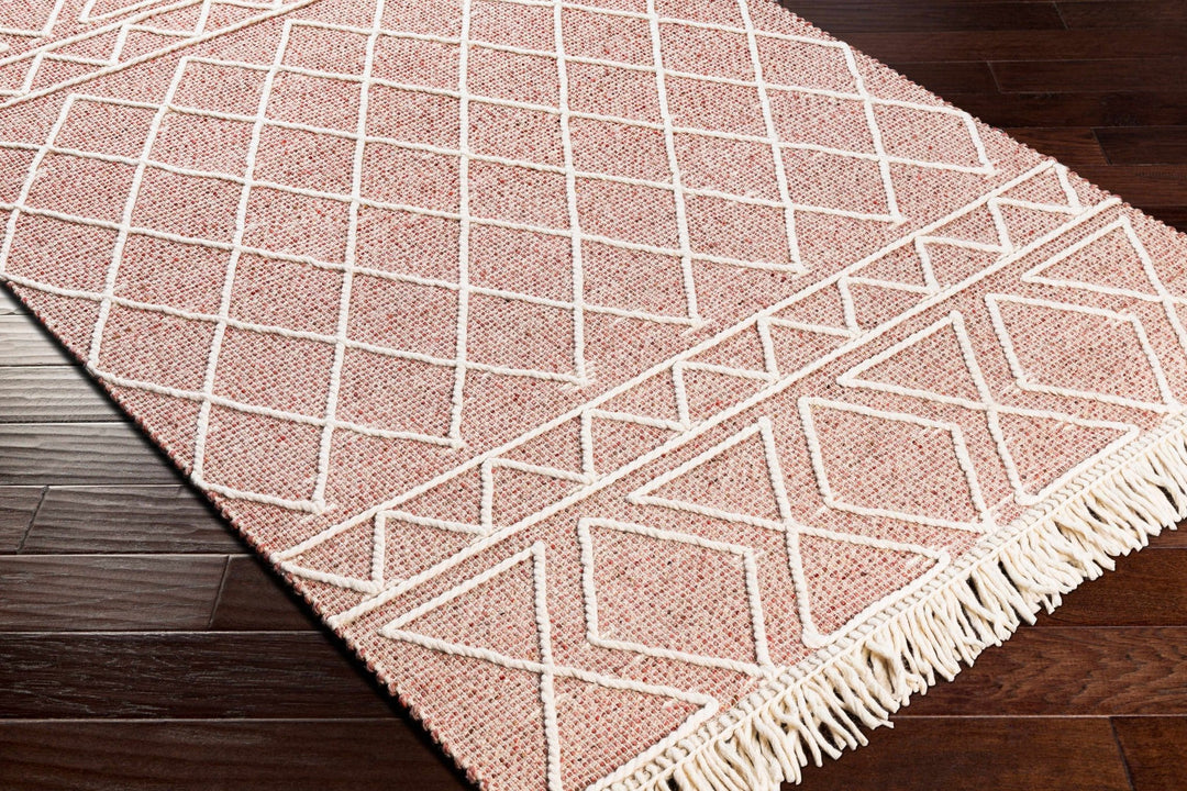 Dacudao Pink And Ivory Modern Geometrical Design Hand Woven Area Rug - The Rug Decor