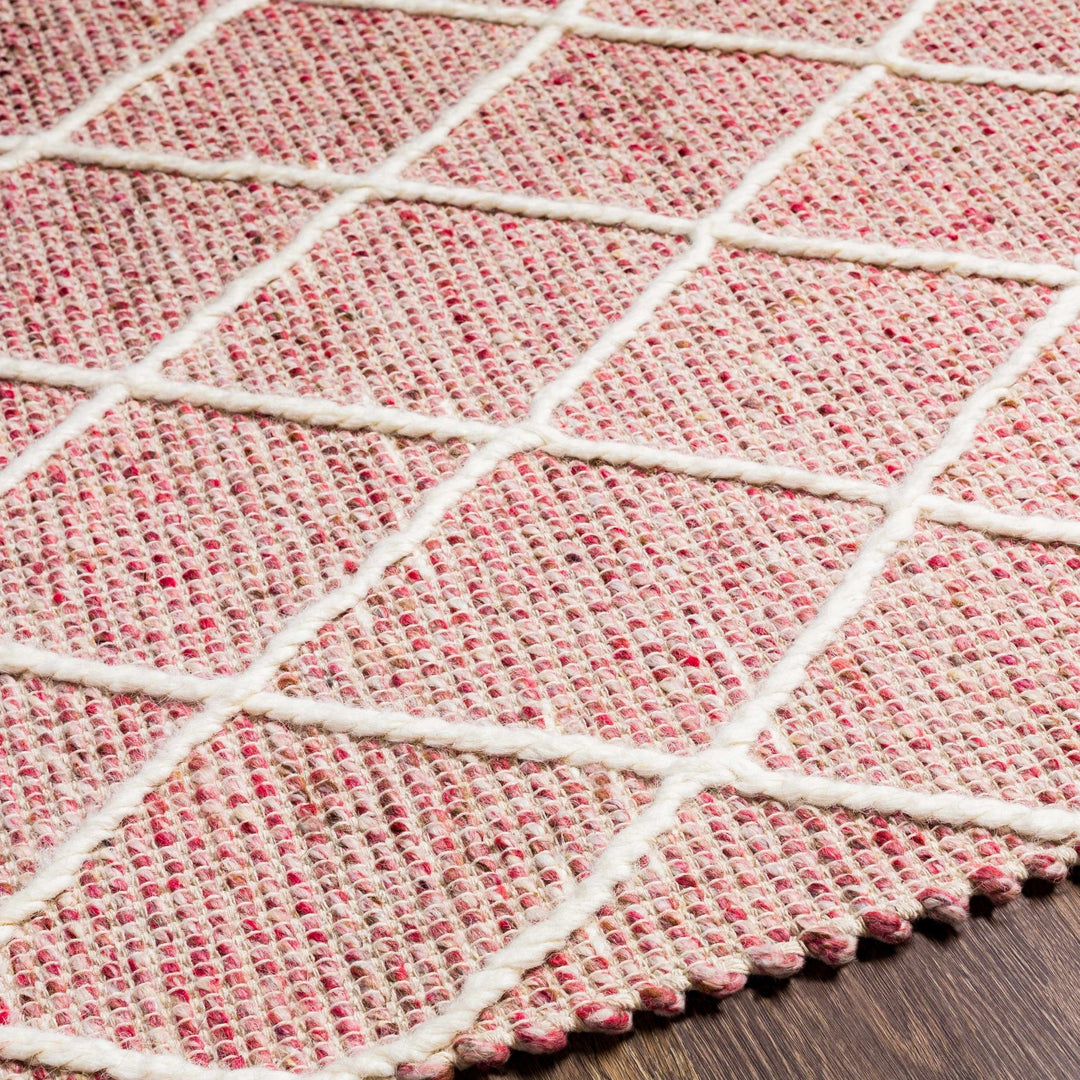 Dacudao Pink And Ivory Modern Geometrical Design Hand Woven Area Rug - The Rug Decor