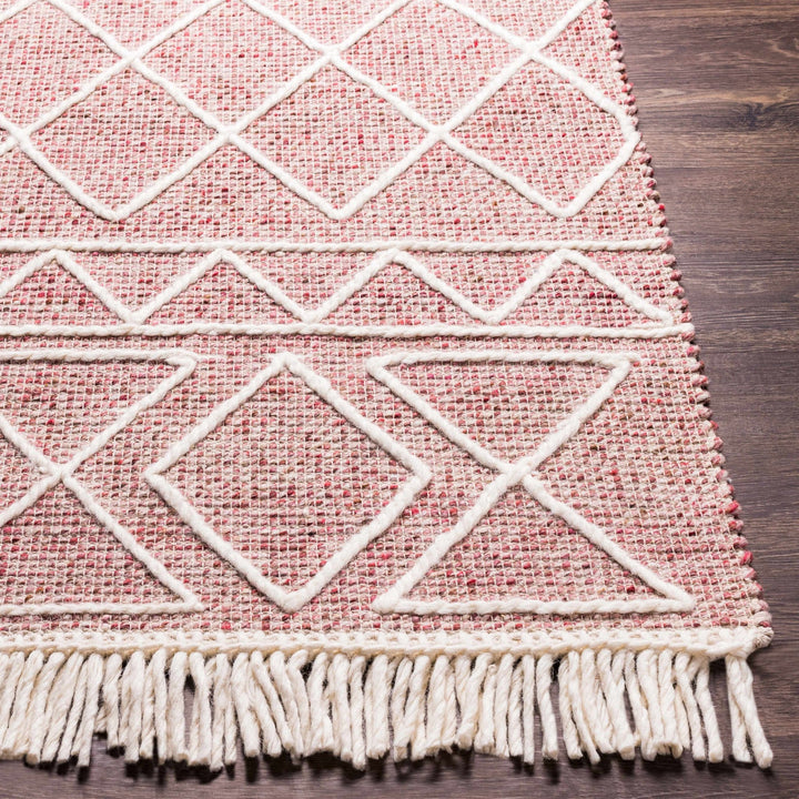 Dacudao Pink And Ivory Modern Geometrical Design Hand Woven Area Rug - The Rug Decor