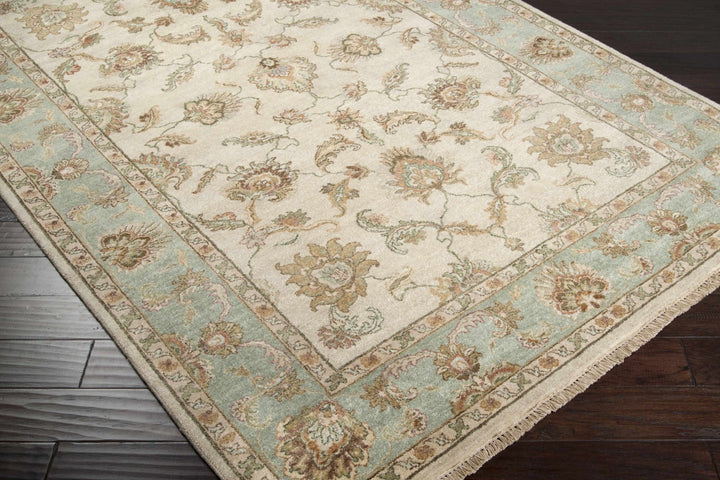 Dahlonega Hand Knotted Beige And Blue Traditional Style Area Rug - The Rug Decor