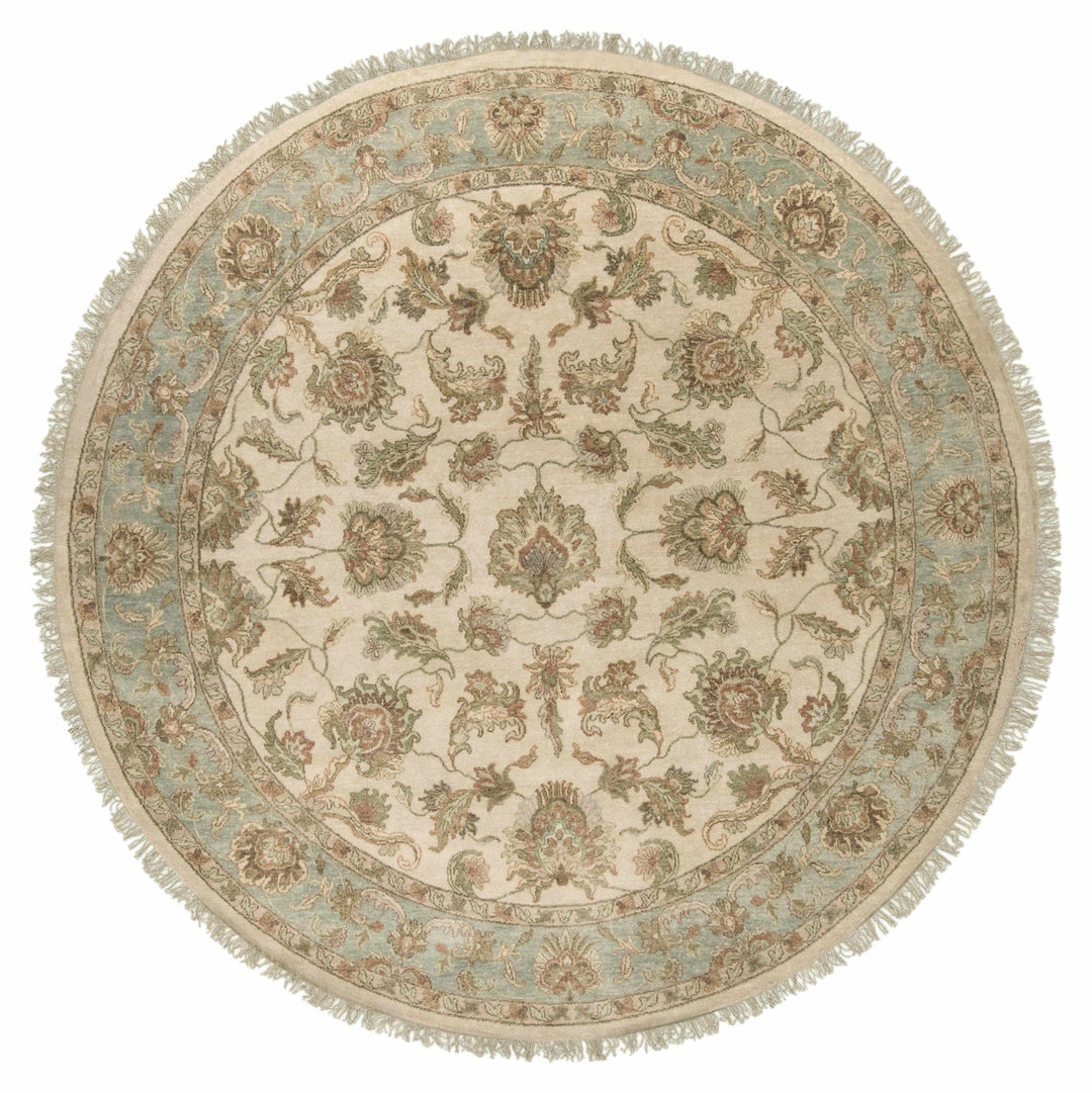 Dahlonega Hand Knotted Beige And Blue Traditional Style Area Rug - The Rug Decor