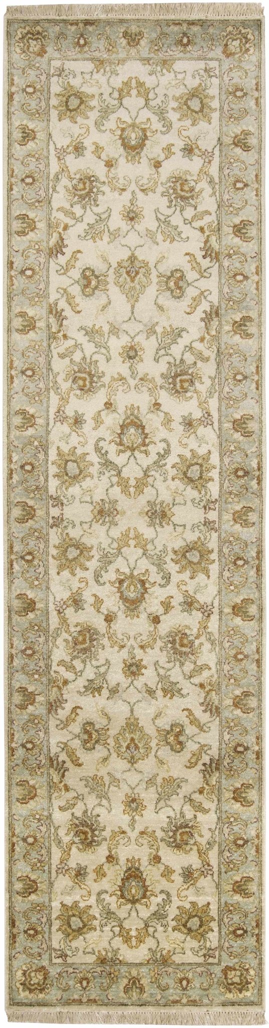 Dahlonega Hand Knotted Beige And Blue Traditional Style Area Rug - The Rug Decor