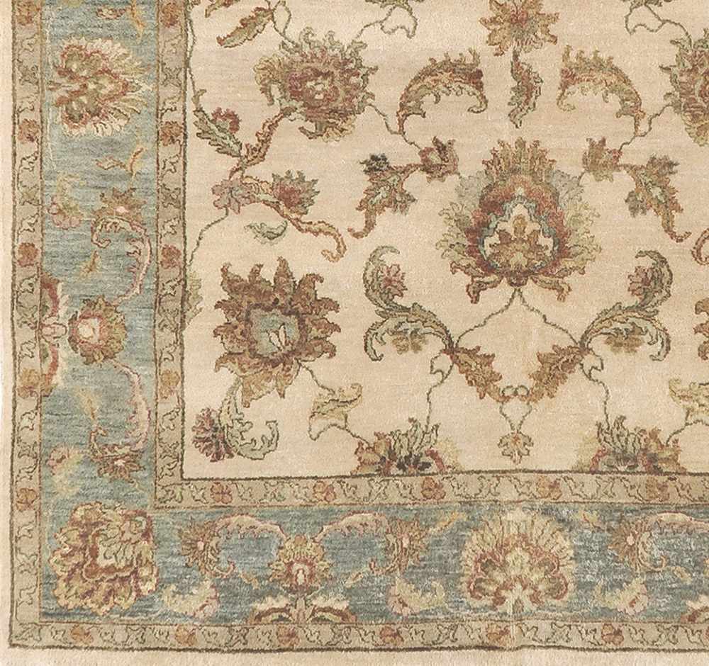 Dahlonega Hand Knotted Beige And Blue Traditional Style Area Rug - The Rug Decor
