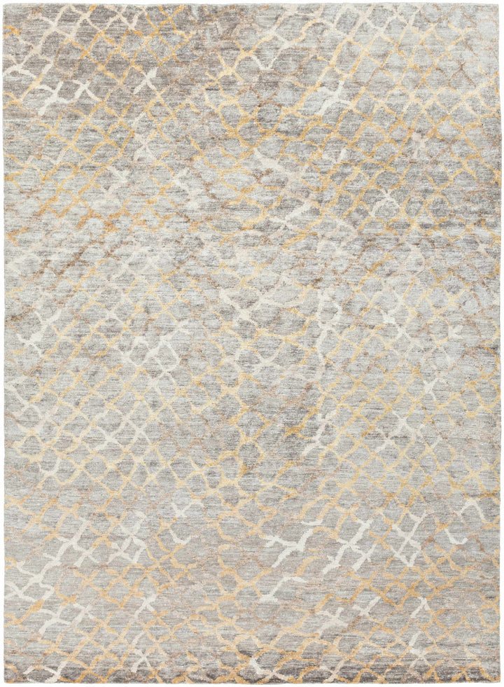 Daisytown Contemporary Abstract Silver And Beige Area Rug