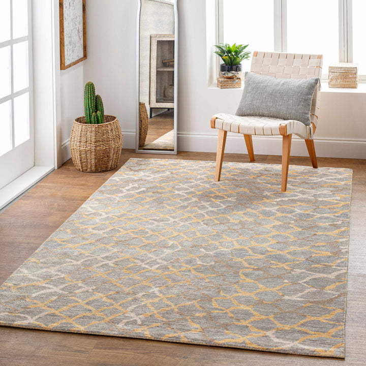 Daisytown Contemporary Abstract Silver And Beige Area Rug
