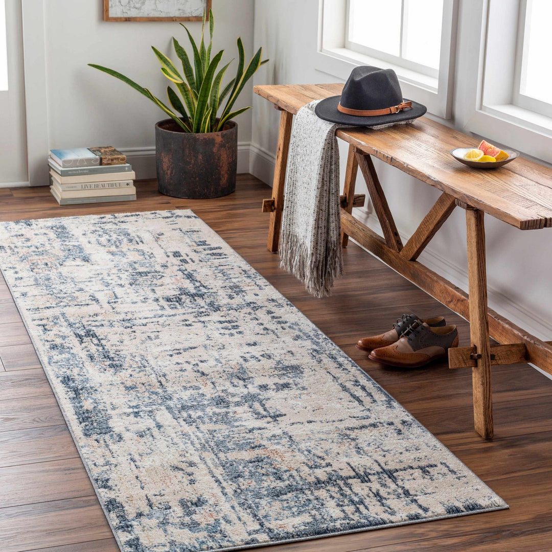 Dalama Contemporary Abstract Beige And Blue Rug - The Rug Decor