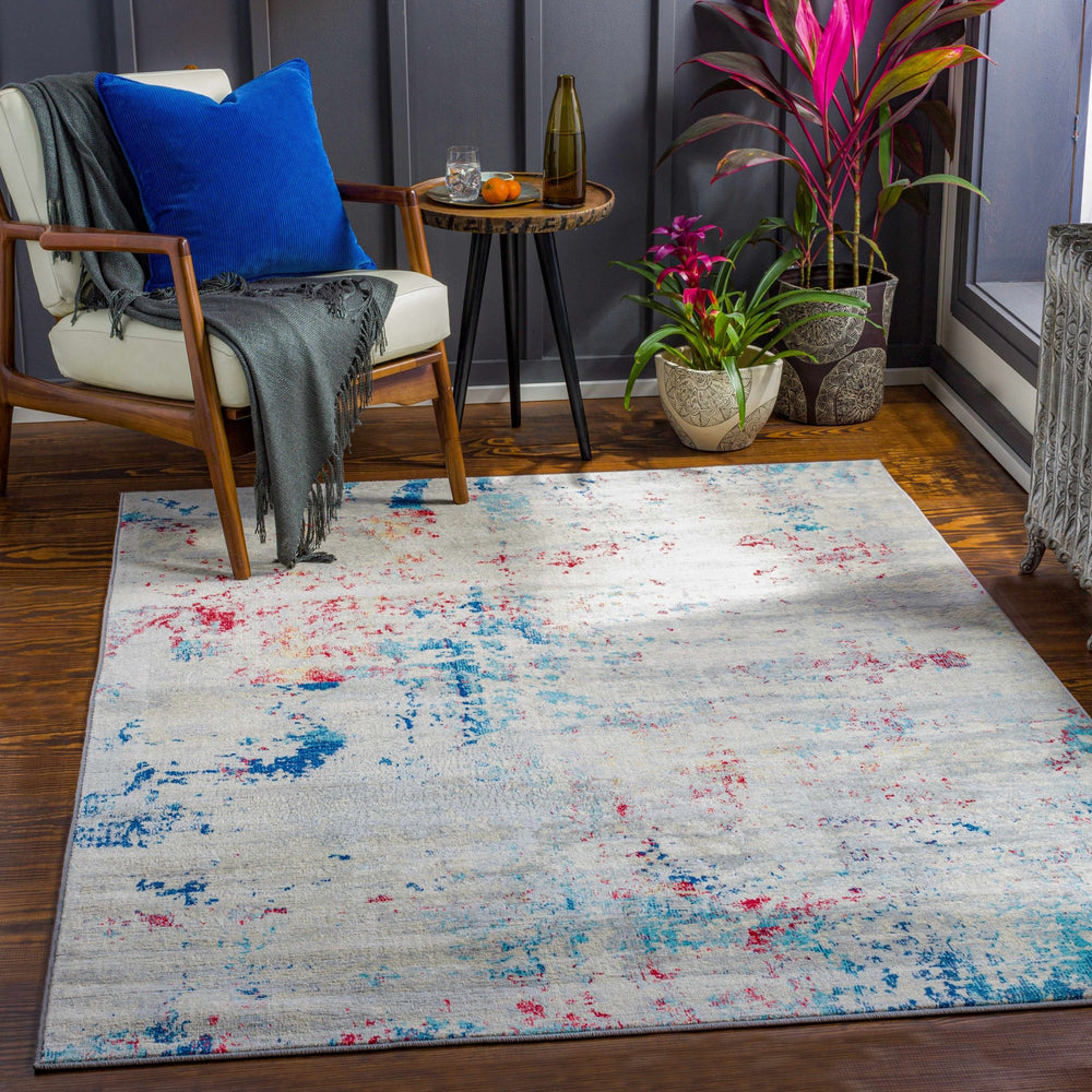 Dalorong Ivory And Blue Modern Abstract Design Area Rug - The Rug Decor