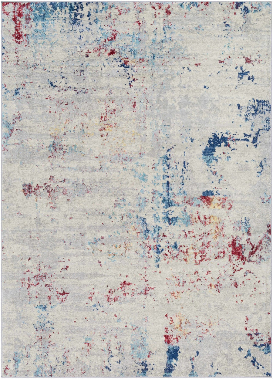 Dalorong Ivory And Blue Modern Abstract Design Area Rug - The Rug Decor