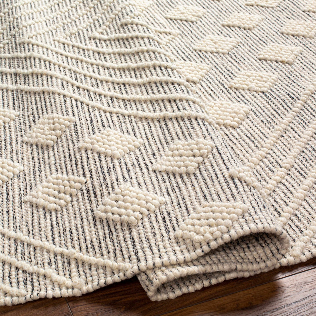 Dama Modern Geometrical Ivory And Black Wool Rug - The Rug Decor
