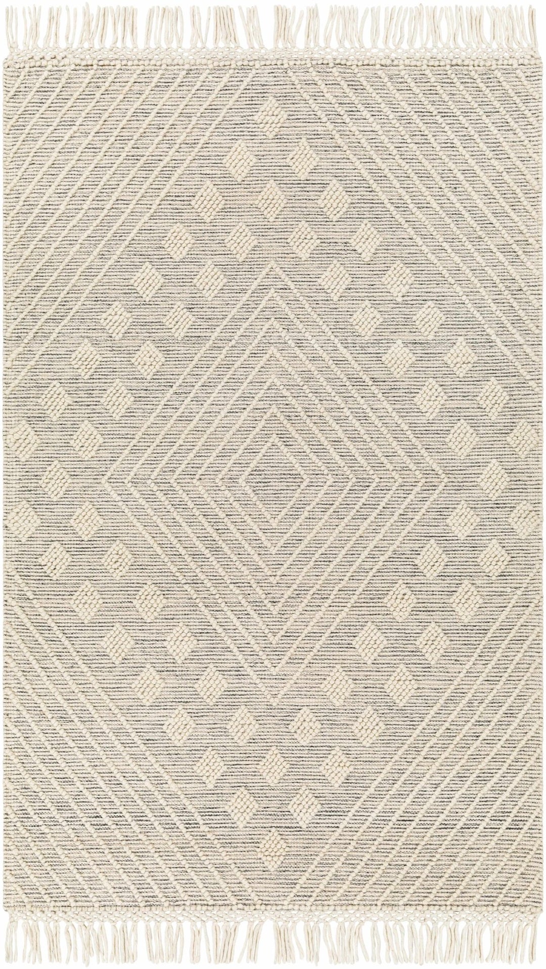 Dama Modern Geometrical Ivory And Black Wool Rug - The Rug Decor