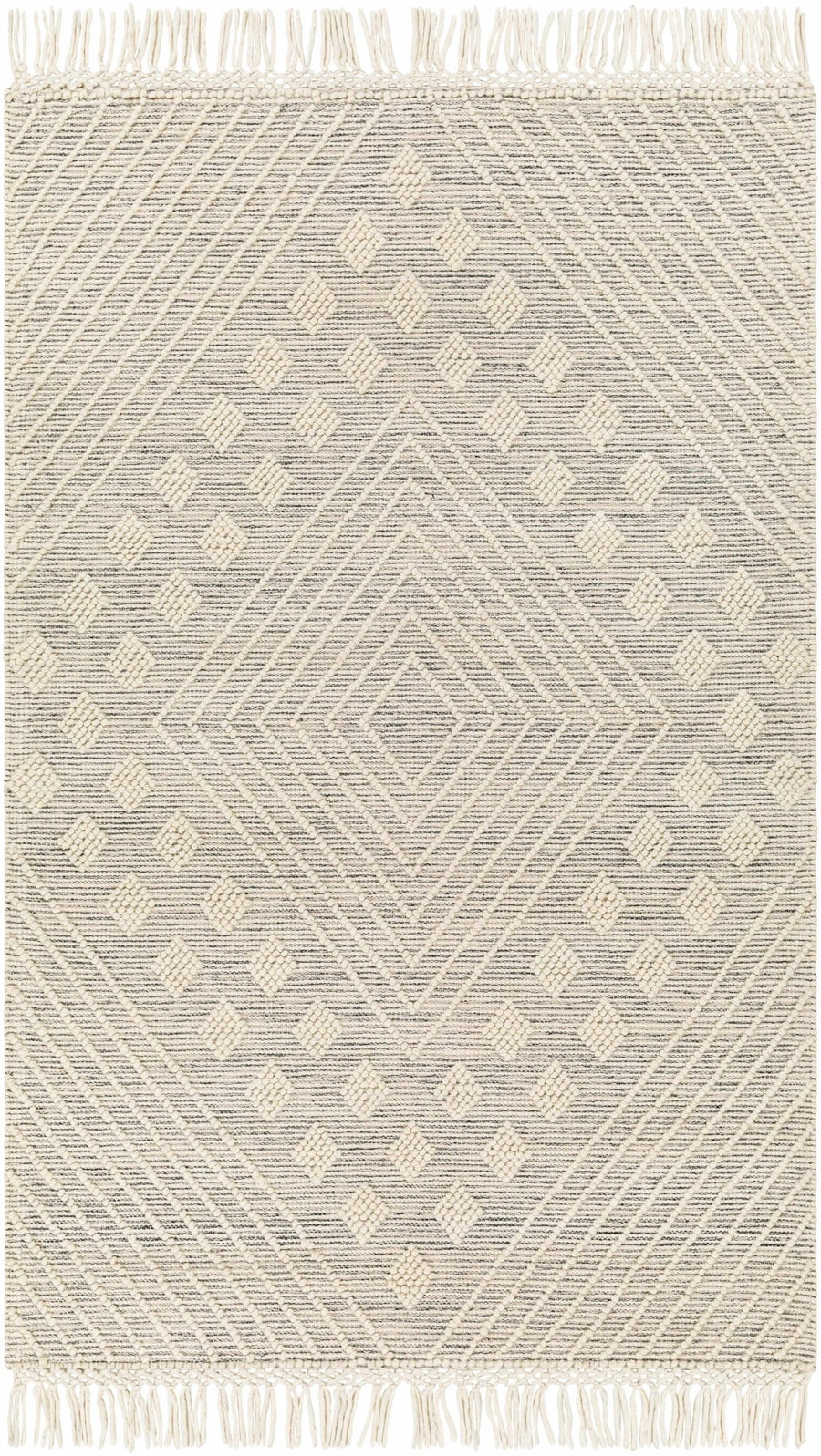 Dama Modern Geometrical Ivory And Black Wool Rug - The Rug Decor