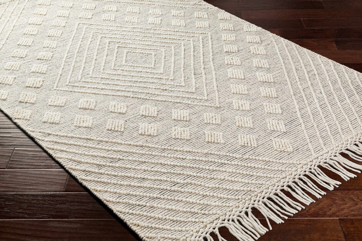 Dama Modern Geometrical Ivory And Black Wool Rug - The Rug Decor