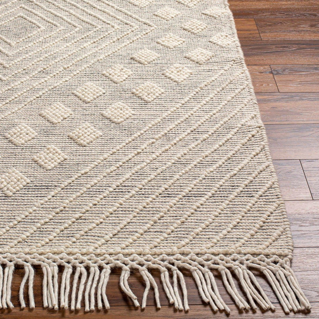 Dama Modern Geometrical Ivory And Black Wool Rug - The Rug Decor