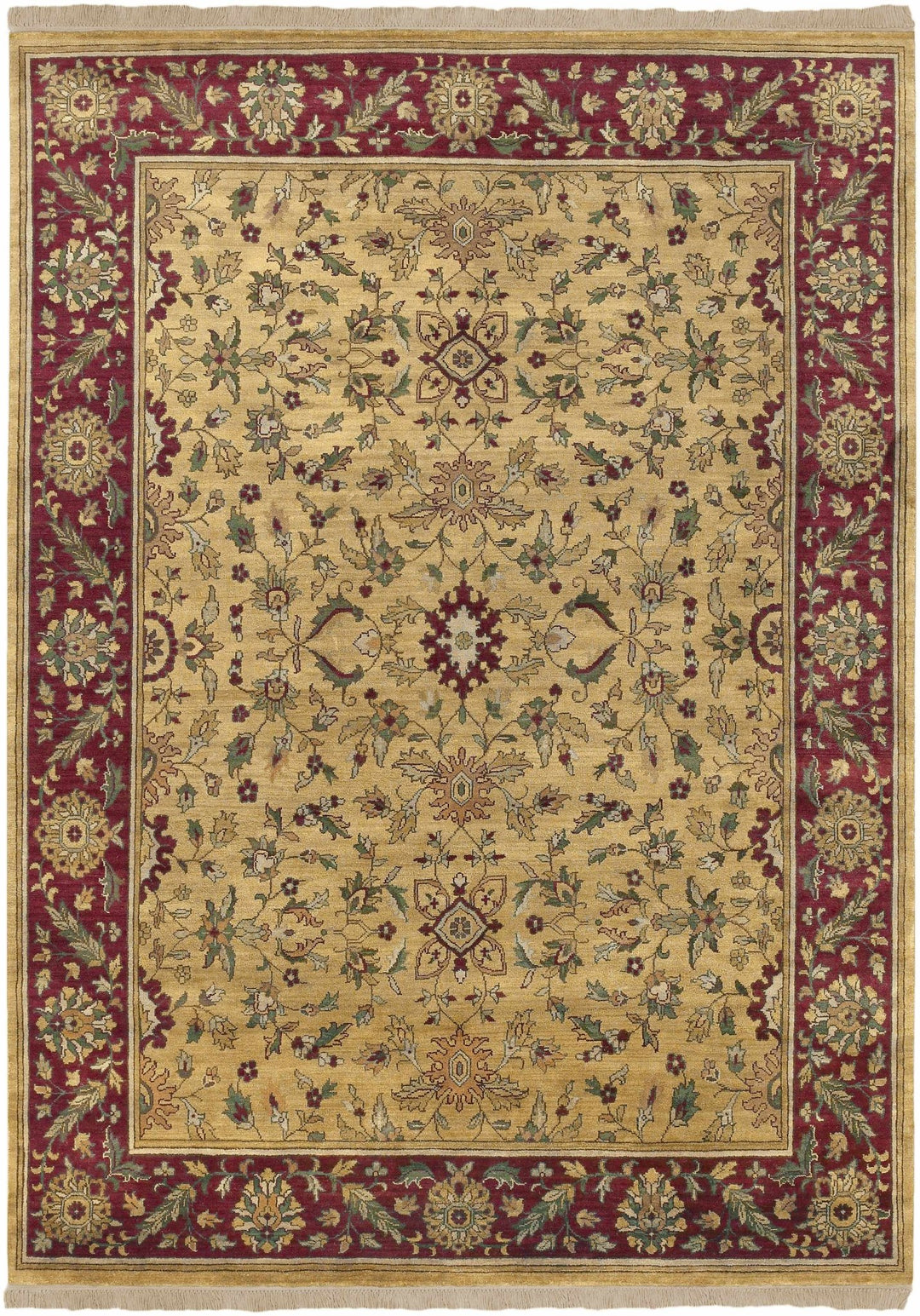 Danboro Traditional Style Mustard And Marron Hand Knotted Wool Rug - The Rug Decor