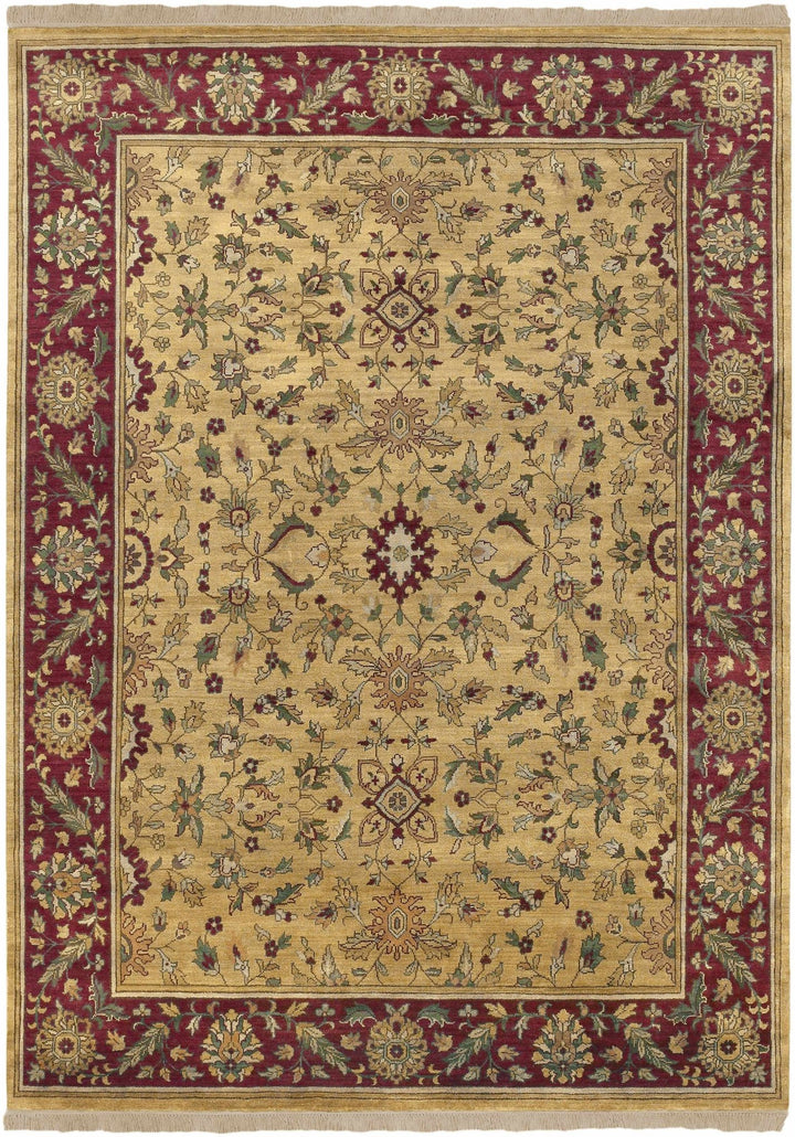 Danboro Traditional Style Mustard And Marron Hand Knotted Wool Rug - The Rug Decor