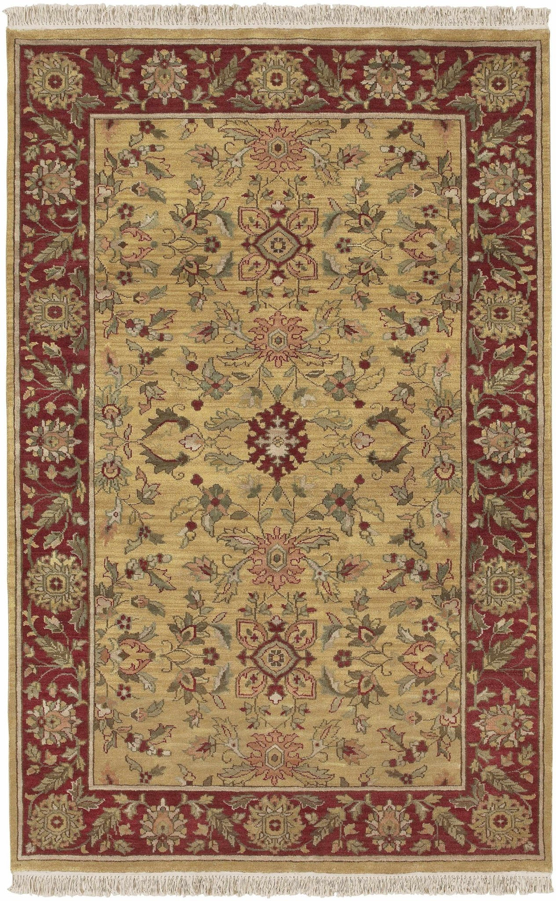 Danboro Traditional Style Mustard And Marron Hand Knotted Wool Rug - The Rug Decor