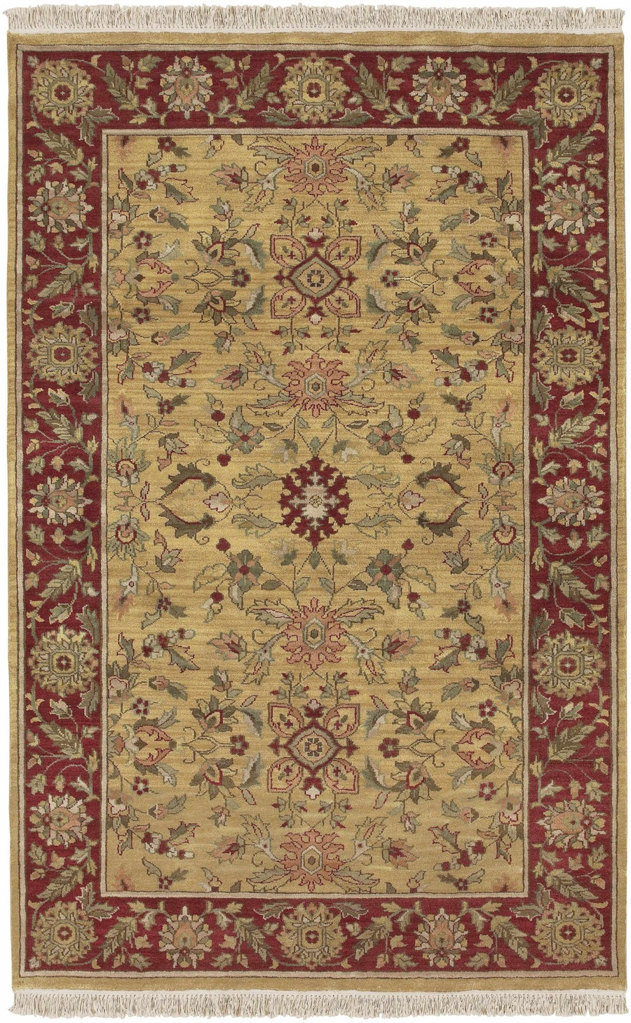 Danboro Traditional Style Mustard And Marron Hand Knotted Wool Rug - The Rug Decor