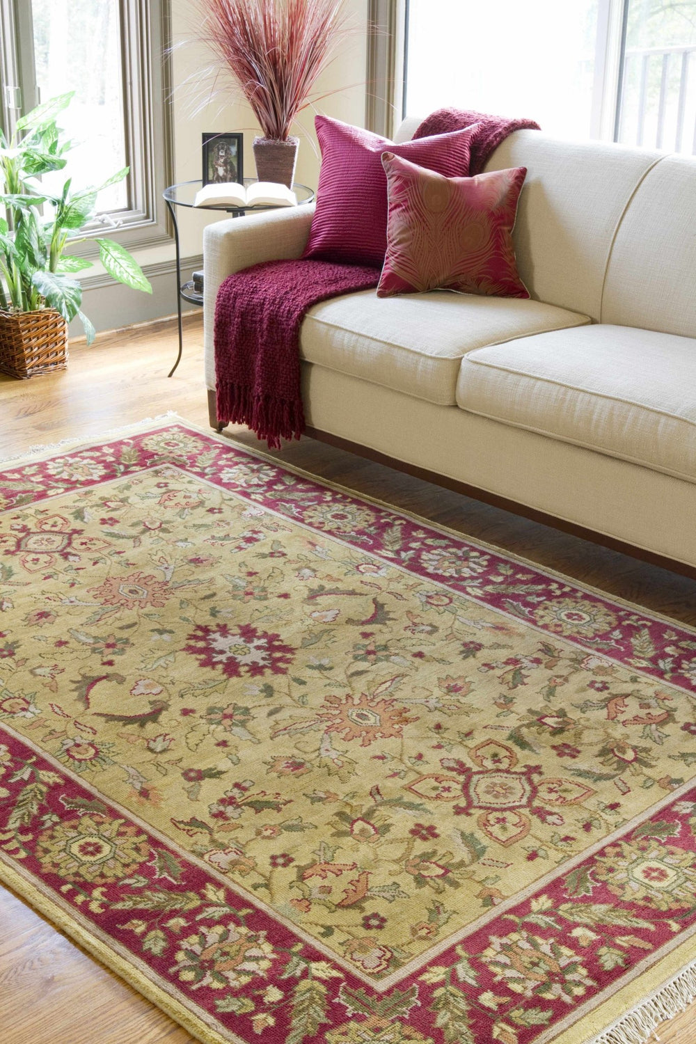 Danboro Traditional Style Mustard And Marron Hand Knotted Wool Rug - The Rug Decor