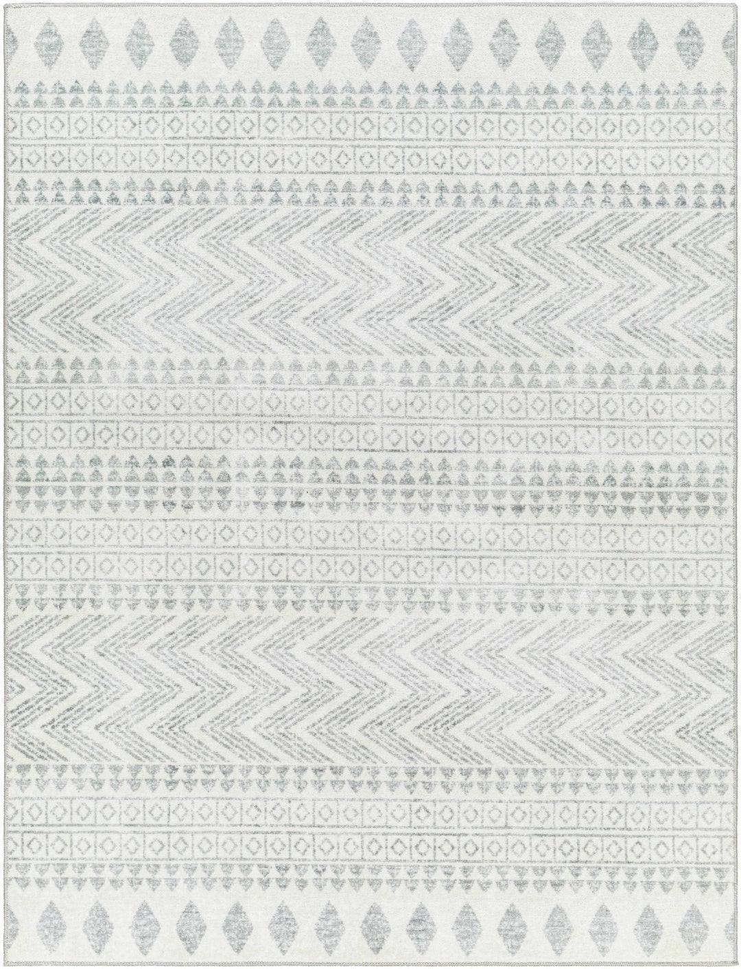 Danon Bohemian Gray And White Washable Rug - The Rug Decor