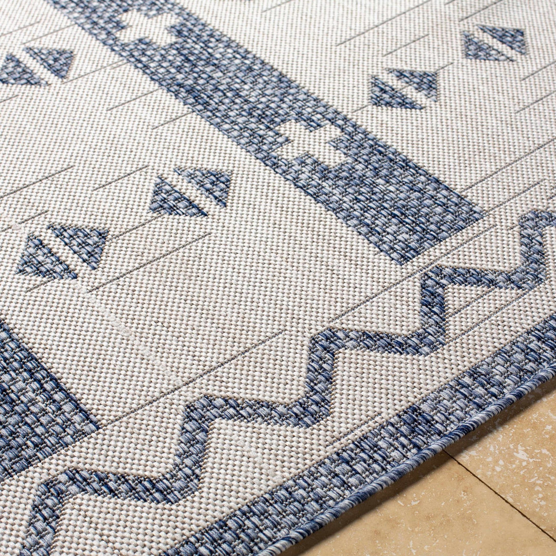 Dapitan Bohemian Global Design Navy And Cream Indoor & Outdoor Rug - The Rug Decor