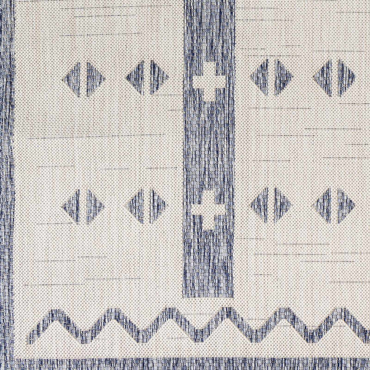 Dapitan Bohemian Global Design Navy And Cream Indoor & Outdoor Rug - The Rug Decor